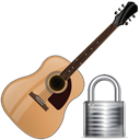 instrument, guitar, locked, Lock, security Black icon