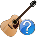 guitar, instrument, help Black icon