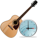 Clock, time, instrument, history, alarm clock, guitar, Alarm Black icon