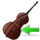 Back, prev, contrabass, Arrow, previous, Backward, instrument, Left Black icon