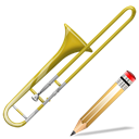Edit, writing, instrument, write, Trombone Black icon