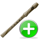 instrument, plus, Add, Flute Black icon