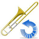 Reload, Trombone, refresh, instrument Black icon