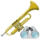 Trumpet, instrument, Find, search, seek Black icon