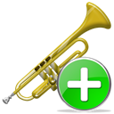 Add, instrument, plus, Trumpet Black icon