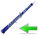 Left, oboe, Back, prev, instrument, Backward, Arrow, previous Black icon