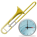 alarm clock, history, Clock, Alarm, time, instrument, Trombone Black icon