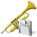 save, Trumpet, instrument Black icon