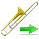Forward, right, Trombone, Arrow, ok, yes, instrument, next, correct Black icon