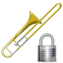 locked, Trombone, Lock, security, instrument Black icon