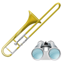 instrument, search, seek, Trombone, Find Black icon