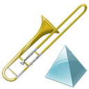 Trombone, instrument, level Black icon