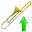 Ascending, Trombone, trombone up, upload, Up, rise, Ascend, increase, instrument Black icon