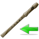 Left, prev, Flute, Backward, Arrow, instrument, Back, previous Black icon