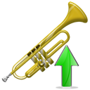 upload, increase, rise, Ascending, trumpet up, instrument, Trumpet, Up, Ascend Black icon