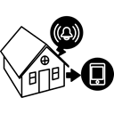 surveillance, Alarm, Building, system, buildings, house, phone, security, cellphone, connected Black icon