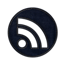 Social, feed, jean, Rss, Circle, subscribe, round, denim Black icon