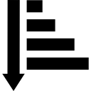 descending, sort, order, sorting, Descendant, symbol, down arrow, interface, symbols Black icon