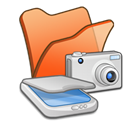 Orange, Camera, Folder, Scanner, photography Black icon