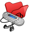 red, mymusic, Folder Black icon