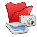 red, Folder, photography, Scanner, Camera Black icon