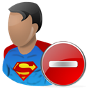 delete, hero, remove, Del, Cartoon, Superman Black icon