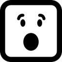 square, emoticons, Emoticons Square, interface, mouth, Eyes, surprised, open, Emoticon, surprise Black icon