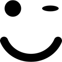 Face, wink, rounded, winking, Emoticon, Winks, square, interface, faces, Winking Face Black icon