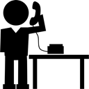 telephone, Silhouette, phone, education, standing, Call, Answering, people, table, Man Black icon