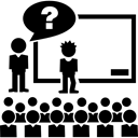 group, Questioning, teacher, education, Auditory, students, teaching, Class, question Black icon