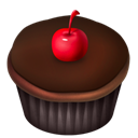 Chocolate, Cherry, cupcake Black icon