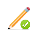 right, correct, write, Edit, yes, writing, ok DarkOrange icon