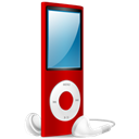ipod, red, nano, red on Black icon