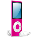 pink on, pink, ipod, nano Black icon