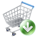 shopping, Cart, buy, descending, commerce, Decrease, Descend, Arrow, download, E commerce, Down, fall, shopcartdown, shopping cart, webshop Black icon