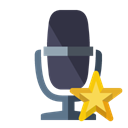 Microphone, radio, star Black icon