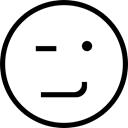 winking, wink, Emoticon, Face, emoticons, stroke, faces, interface, Outlined, Haw Emoji Stroke Black icon