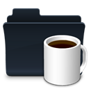Coffee, Folder, badged, food Black icon