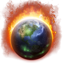 fire, planet, earth, world, globe, Burning DarkRed icon