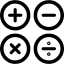 Calculating, multiply, Plus Sign, shapes, Minus Sign, Multiplication, division Black icon