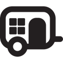 transport, Caravan, houses, house, cars Black icon