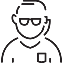 people, eyeglasses, Glasses, Telemarketing, Earphone, Telemarketer Black icon