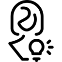 invention, Light bulb, Women, Femenine, people, Bust Black icon