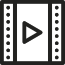 videos, cinema, filming, video player, video play, technology, film Black icon