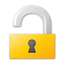 Unlock, yellow Black icon