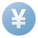 Cash, Blue, yuan, Money, coin, Currency SkyBlue icon