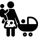 Motherhood, babies, mother, Family, stroller, children, people Black icon