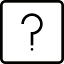 Questioning, button, shapes, square, question mark, help, customer service Black icon