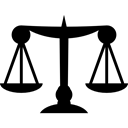 Judging, trial, weight, law, justice, weighing Black icon