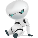 Sh, sad, robot Black icon